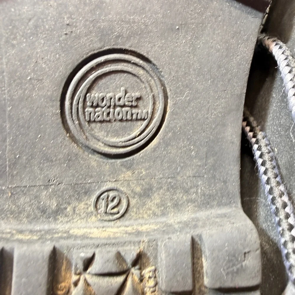 Wonder Nation Work Boots Kids‎ Size 12 Black Good Lace Up Contrast Stitching